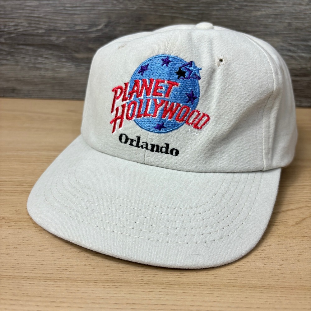 Vintage Planet Hollywood‎ Hat Cap Snapback Off White Orlando USA Made
